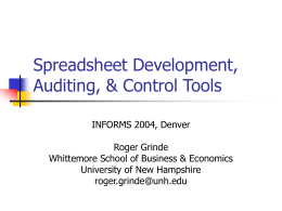 Spreadsheet Development, Auditing, & Control Tools