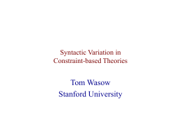 Syntactic Variation in Constraint