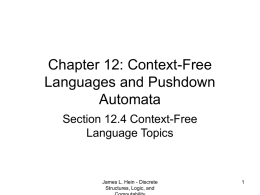 Chapter 12: Context-Free Languages and Pushdown Automata