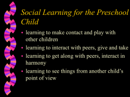 Social Learning for the Preschool Child