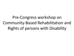 Pre-Congress workshop on Community