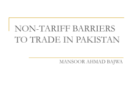 BARRIERS TO TRADE IN PAKISTAN