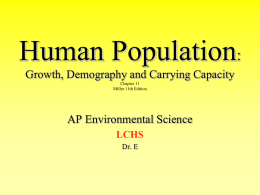 Human Population: Growth, Demography and Carrying …