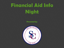 Financial Aid info night - South County Cal-SOAP