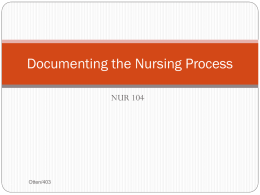 Documenting the Nursing Process