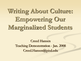 Writing About Culture: Empowering Our Marginalized Students