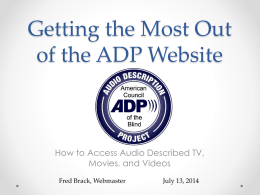 Getting the Most Out of the ADP Website