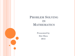 Problem Solving in Mathematics