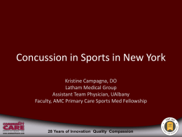 Concussion in Sports in New York: A 2013 Update in Caring