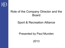 Role of the Company Director and the Board