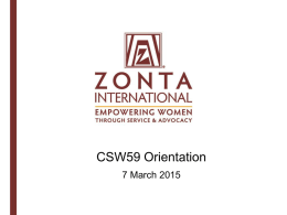 CSW59 Orientation - Zonta International