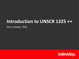 Introduction to UNSCR 1325