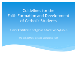Guidelines for the Faith Formation and Development of