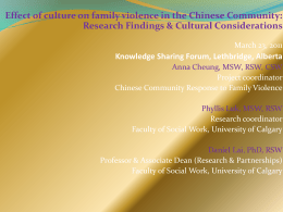 Effect of culture on family violence in the Chinese community