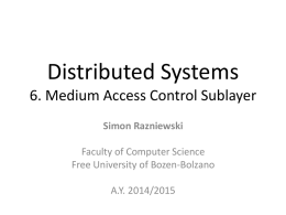 Distributed Systems6. Medium Access Control Sublayer
