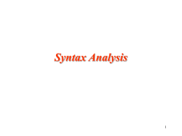 Syntax Analysis