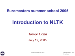 Euromasters summer school 2005 Introduction to Python