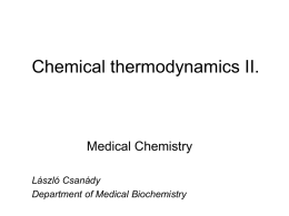 Chemical thermodynamics I.