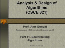 Analysis & Design of Algorithms (CSCI 321)
