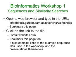Bioinformatics Workshops 1 & 2