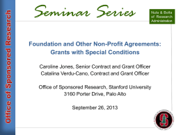 Foundation and Other Non‐profit Agreements: Grants with