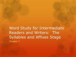Word Study for Intermediate Readers and Writers: The