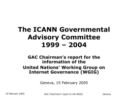The ICANN Governmental Advisory Committee 1999 – 2004