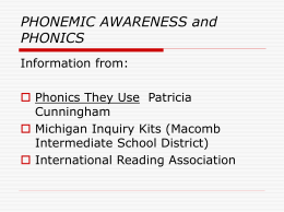PHONICS AND PHONEMIC AWARENESS