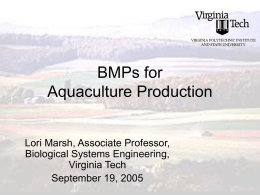 BMPs for Aquaculture, Swine and Poultry Production
