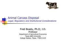 Animal Carcass Disposal Legal, Regulatory and