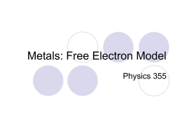 Metals I: Free Electron Model