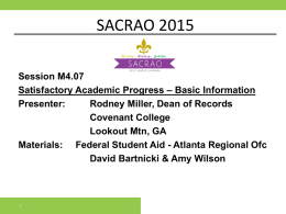 SACRAO 2015 M4-07 SAP-Basic Information FSA PPT