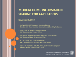 Medical Home Information Sharing Webinar for AAP Leaders