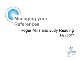 Managing your References