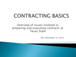 Contracting Basics - Texas State University