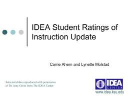 IDEA--Student Ratings of Instruction