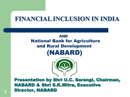 STRATEGY FOR FINANCIAL INCLUSION