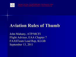 Avitation Rules of Thumb - Society of Aviation and Flight