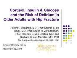 Cortisol, Insulin & Glucose and the Risk of Delerium in