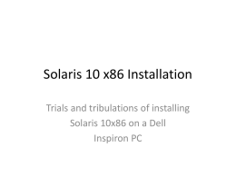 Solaris 10 x86 Installation - Graduate School of Computer