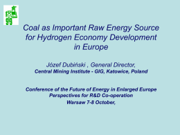 Coal as Important Raw Energy Source for Hydrogen Economy