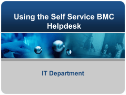 Using the Self Service module