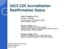 SACSCOC Accreditation Reaffirmation Status