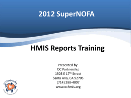 2012 SuperNOFA HMIS Reports Training
