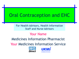 Oral Contraception and EHC - Welcome to UKMi National