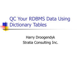 QC Your DB2 Data Using Dictionary Tables