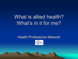 Allied Health Careers - Health Professions Network