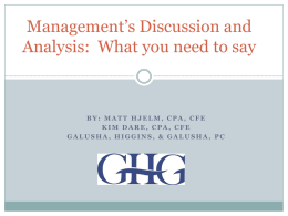 Management’s Discussion and Analysis: What you need to say