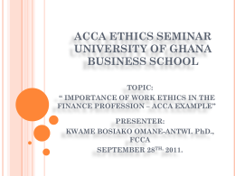 Acca ethics seminar university of ghana business school