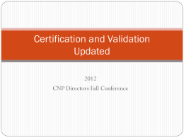Certification and Validation Updated